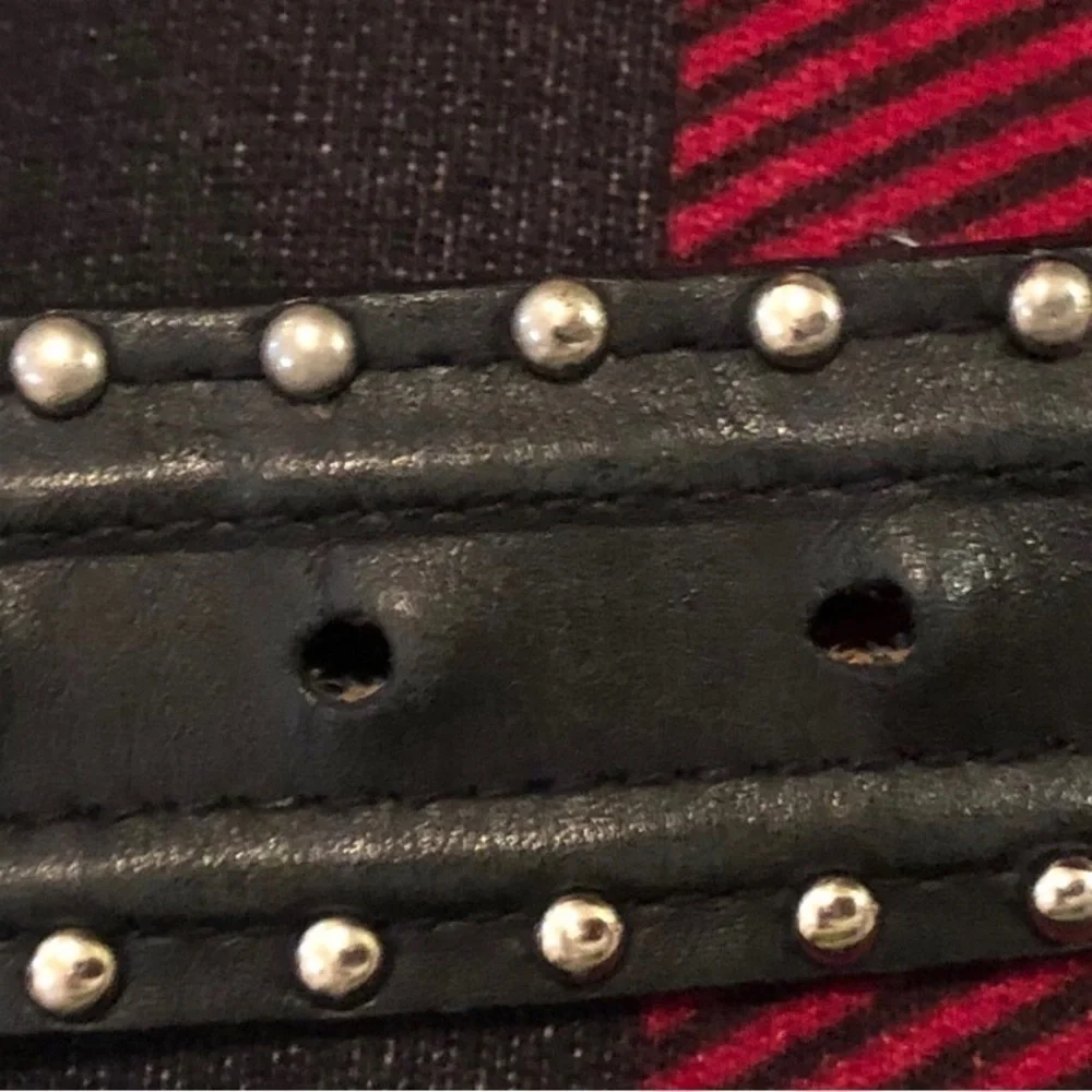 Harley Davidson Statement Leather Belt Silver Logo Buckle XL  Rivets 1.5” Moto